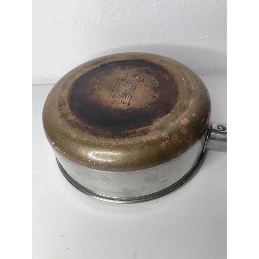 Vintage Ekco Stainless Steel Saucepan Copper Bottom Pan Made in USA Model 1912